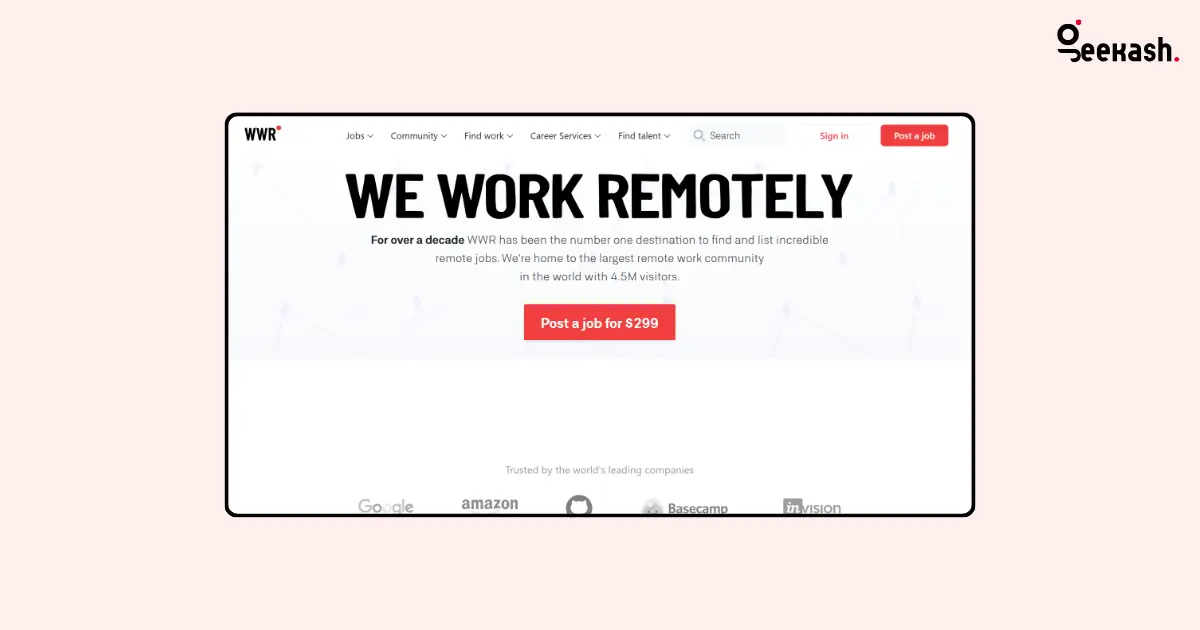 WeWorkRemotely freelancing websites