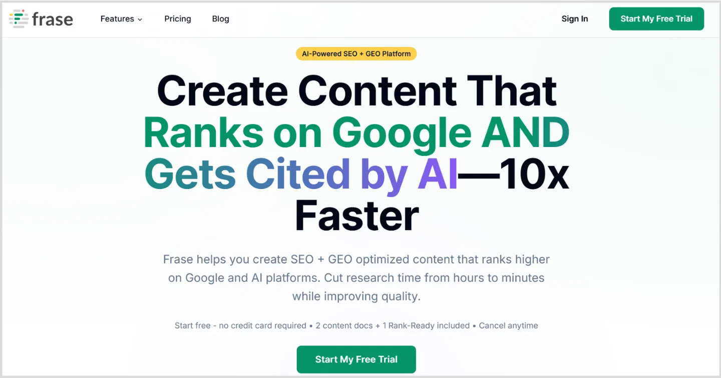 Frase AI Content Writing Tool