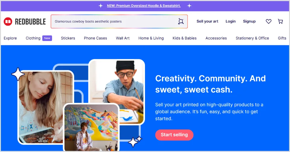 website to make money online - Redbubble