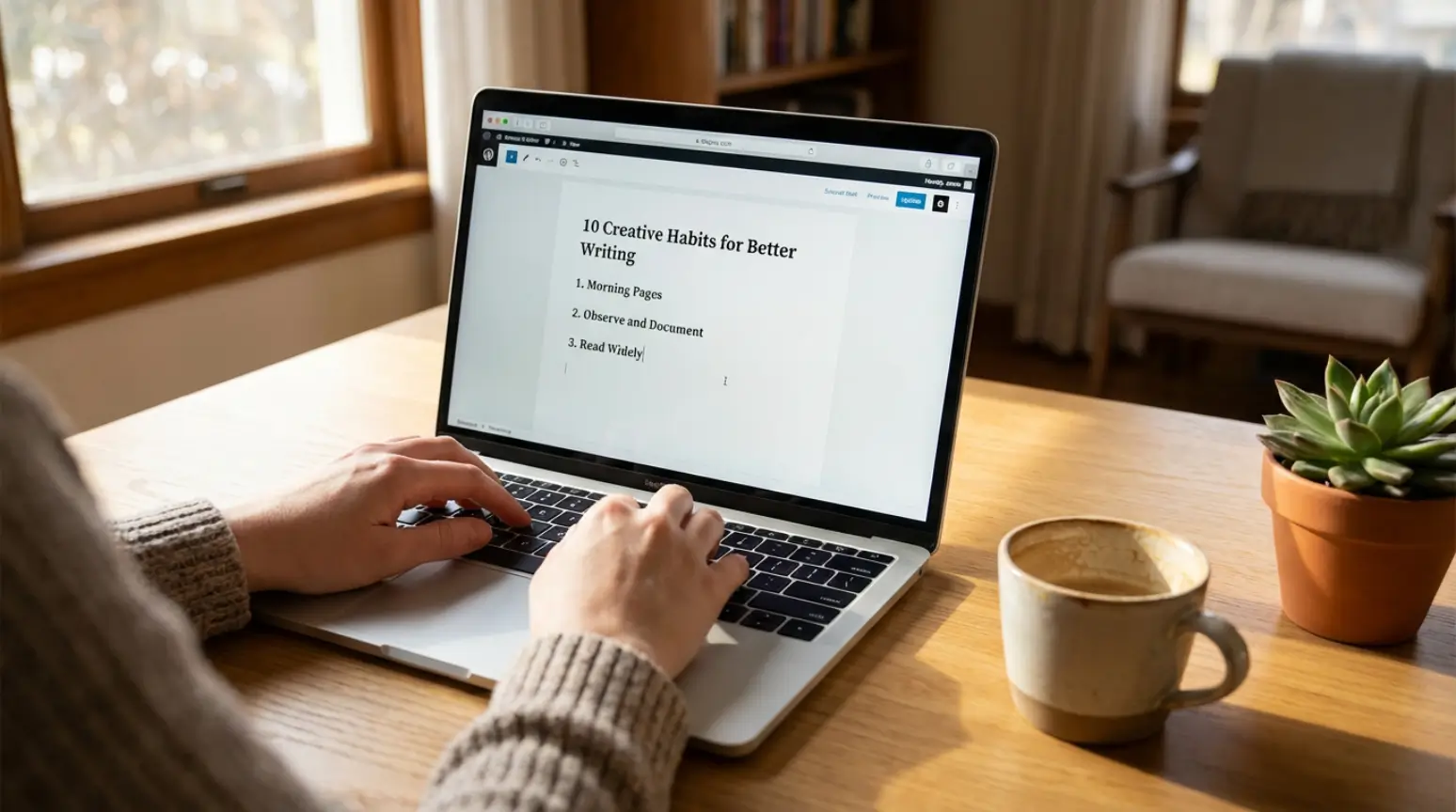 Blogger creating a list-style blog post with numbered items