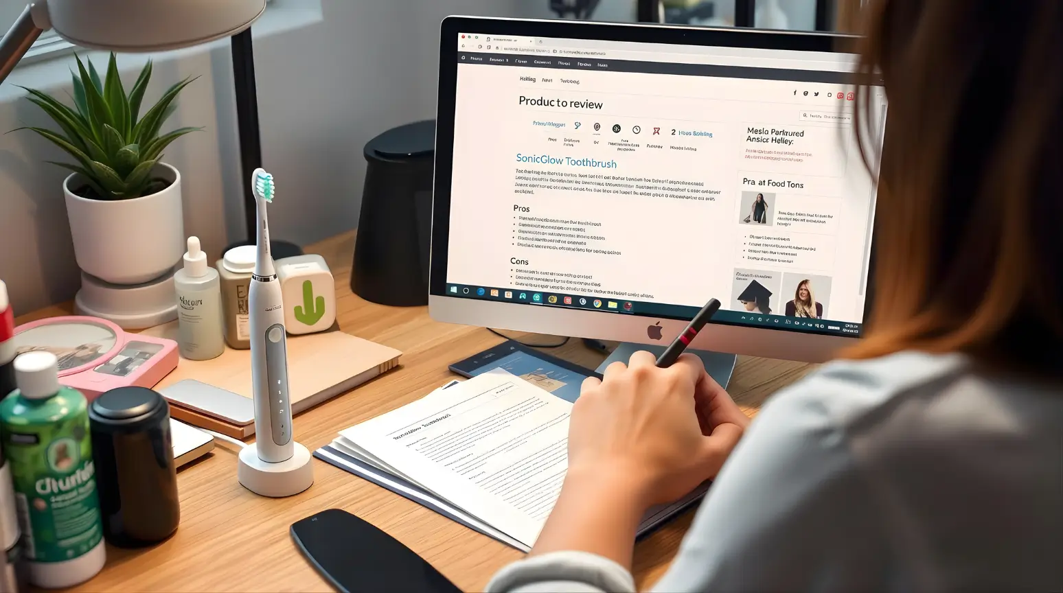 Blogger writing a detailed product review