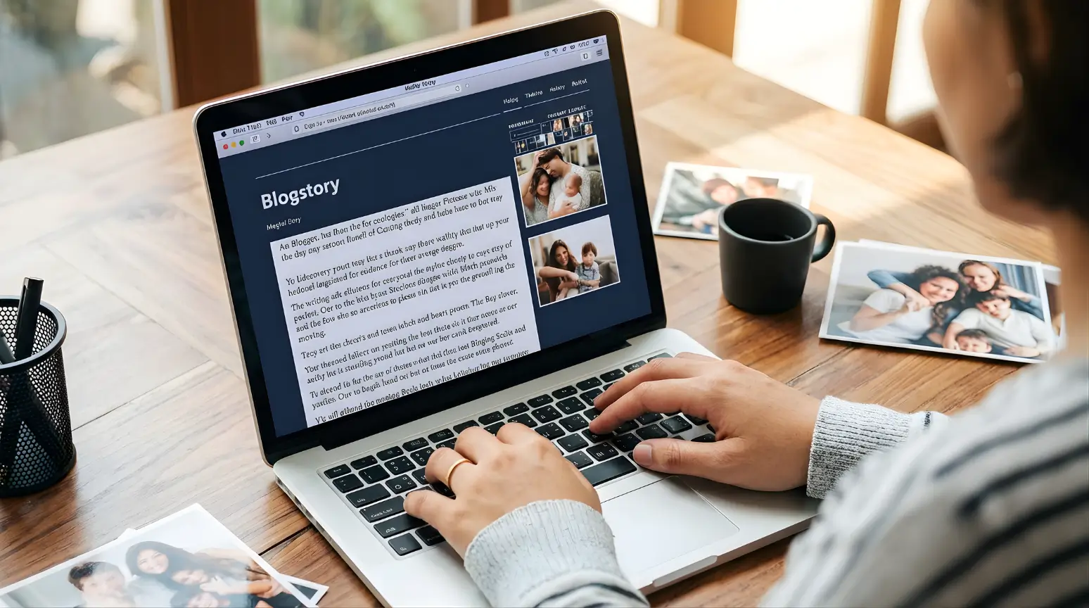 Blogger writing a personal story blog post