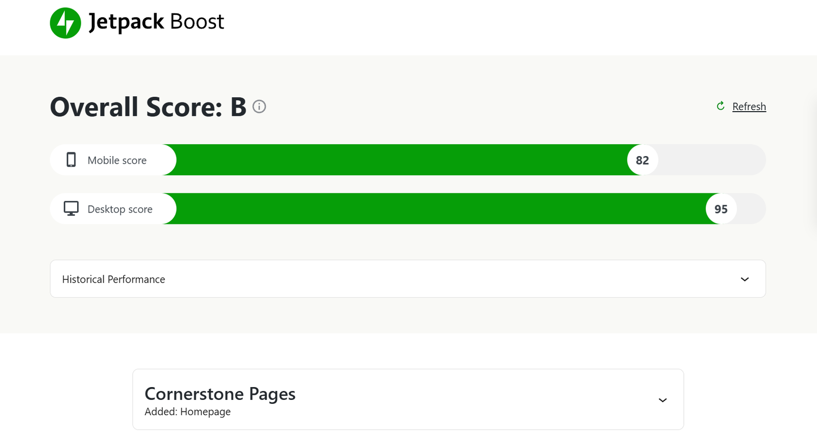 Jetpack Boost interface