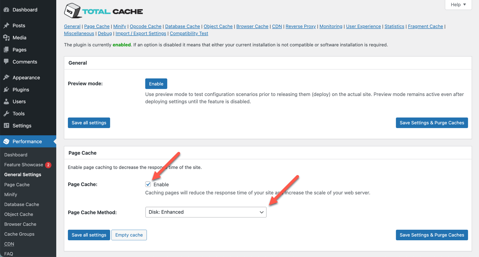 W3 Total Cache Page Cache
