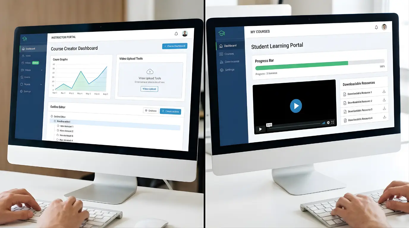 Online course creation and student dashboard