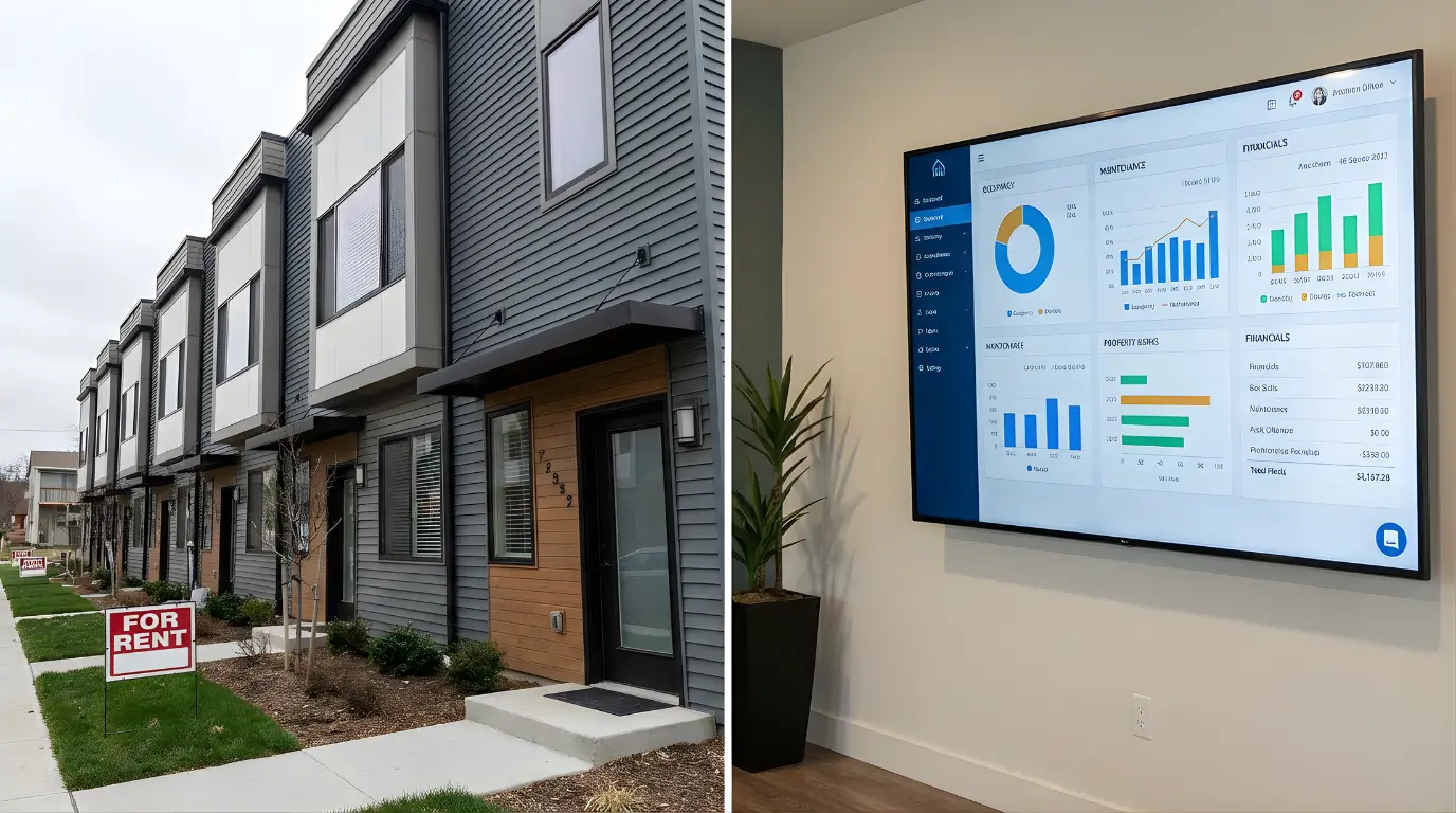 Rental property with property management dashboard